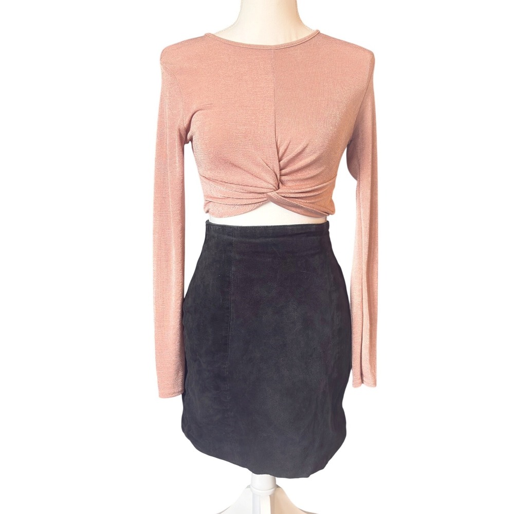 Nasty Gal Twist Front Crop Top NWT Blush Pink‎ Long Sleeve Size US 4